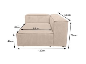 canape d angle modulable velours cotele beige design dimensions