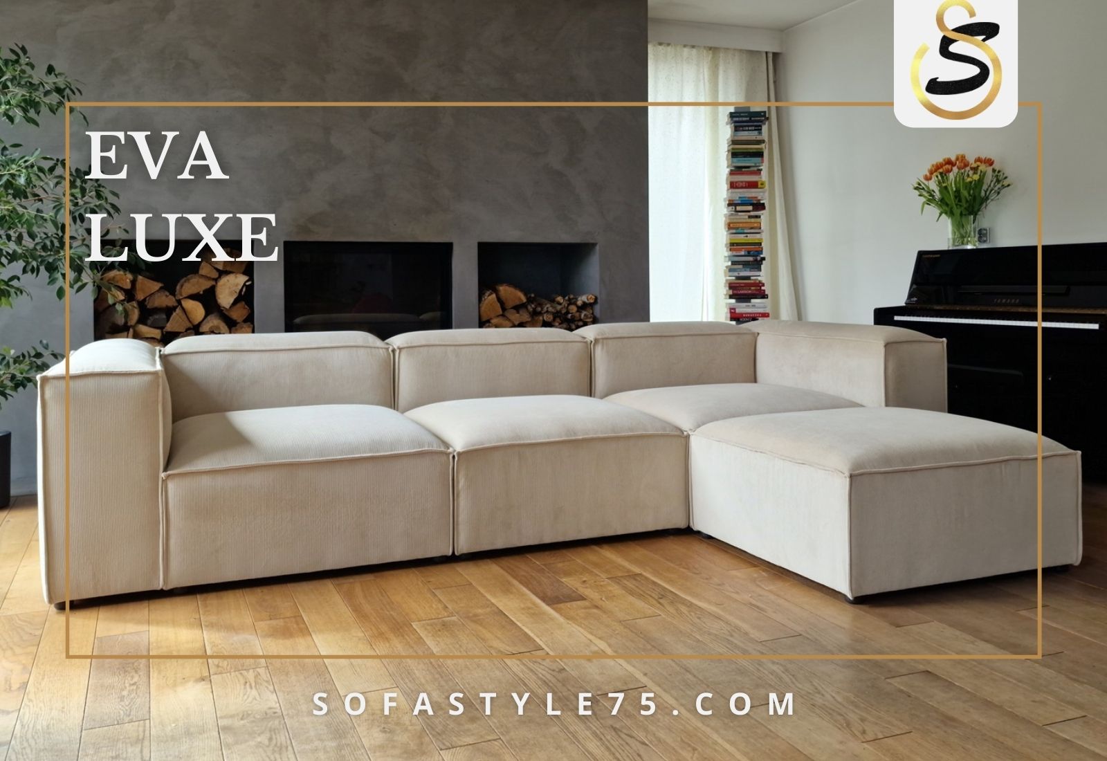 canape d angle modulable velours cotele beige