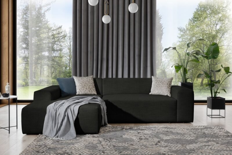 canape convertible couchage 2 personnes noir 140x200