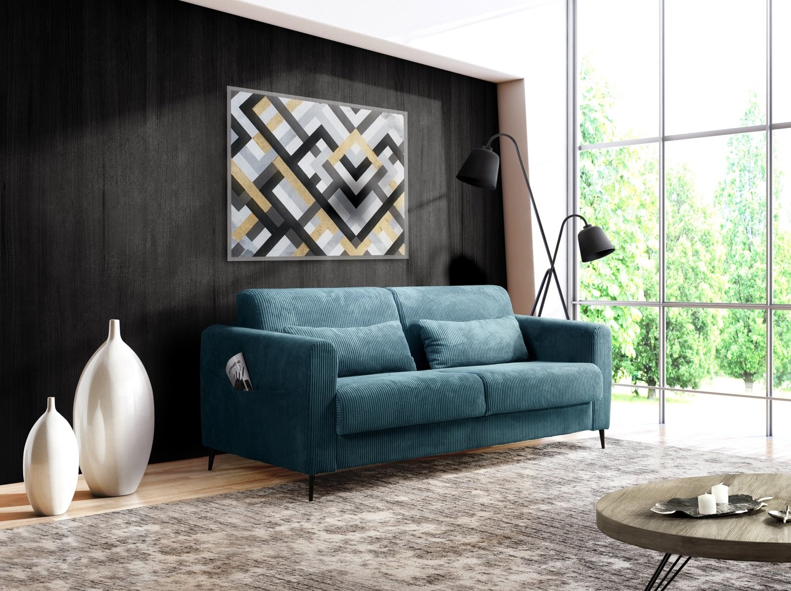 canape convertible express 2 places velours cotele pas cher