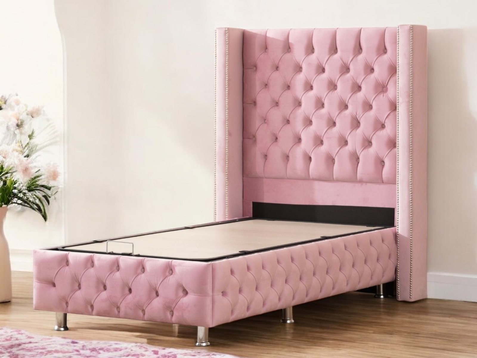 lit coffre capitonne 90x190 velours