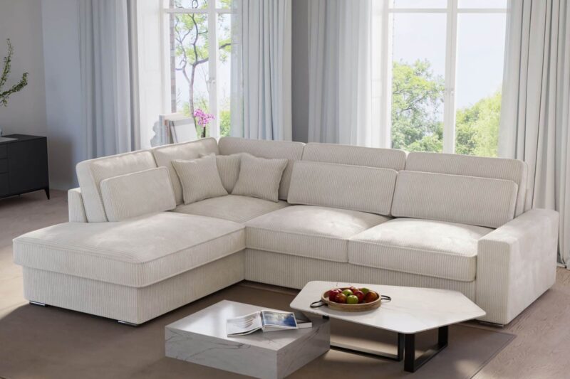 canape velours cotele beige